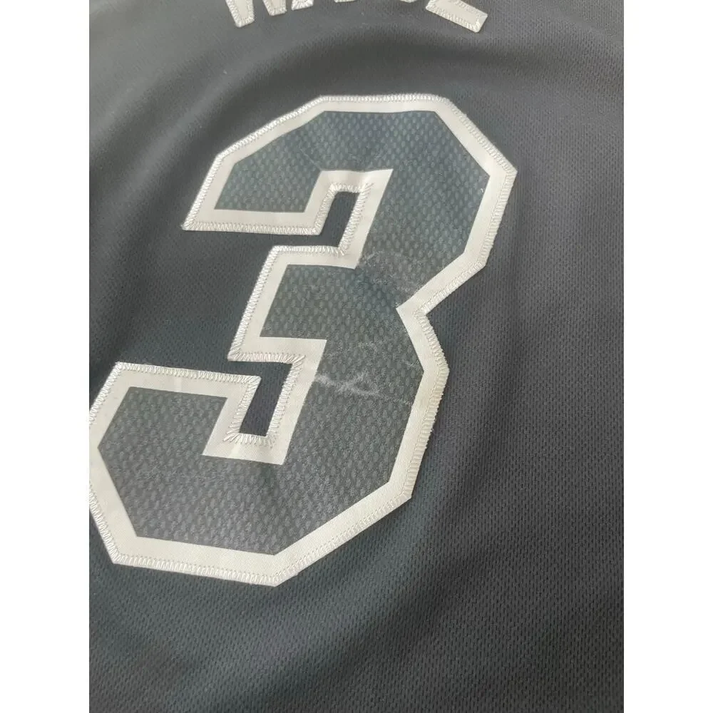 ADIDAS NBA MIAMI HEAT JERSEY DWYANE WADE SPECIAL EDITION BLACK OUT STITCHED SZ L